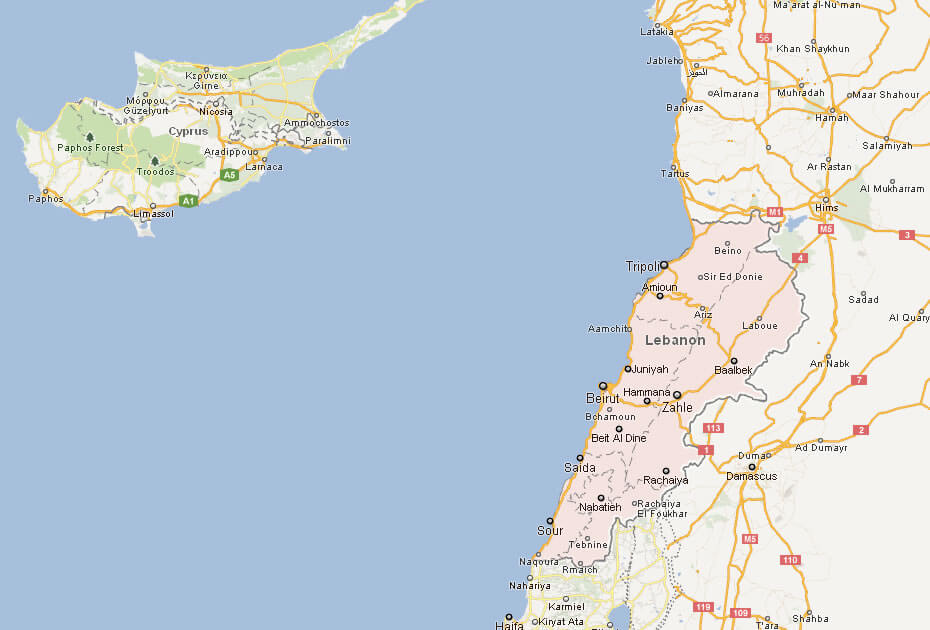 karte von libanon
